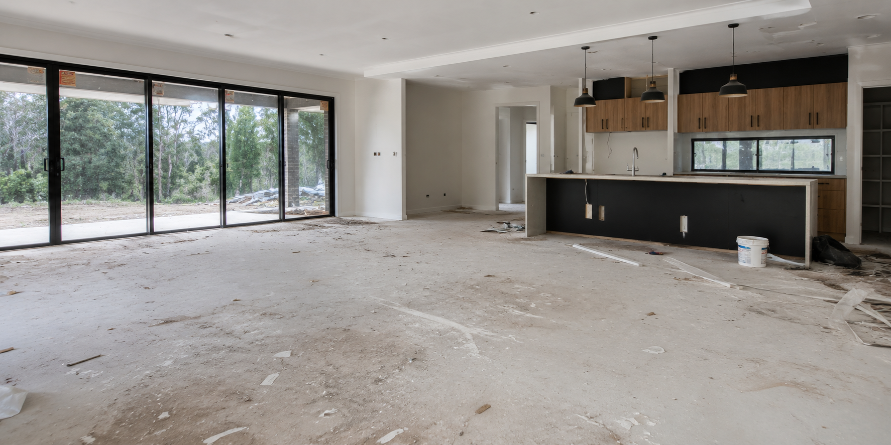 Property before post-construction cleaning in Cambridge